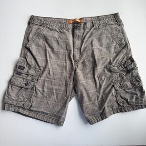 Vintage Y2K Lee Dungarees Baggy Dark Gray Plaid Cargo Shorts Jorts Men 42 JNCO